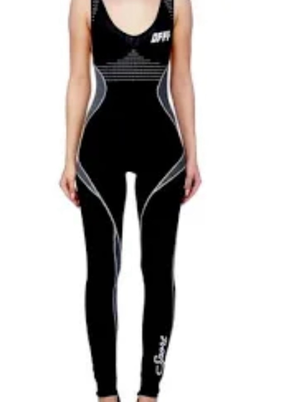 Of -white Black Full-Body Racing Suit with White Accents